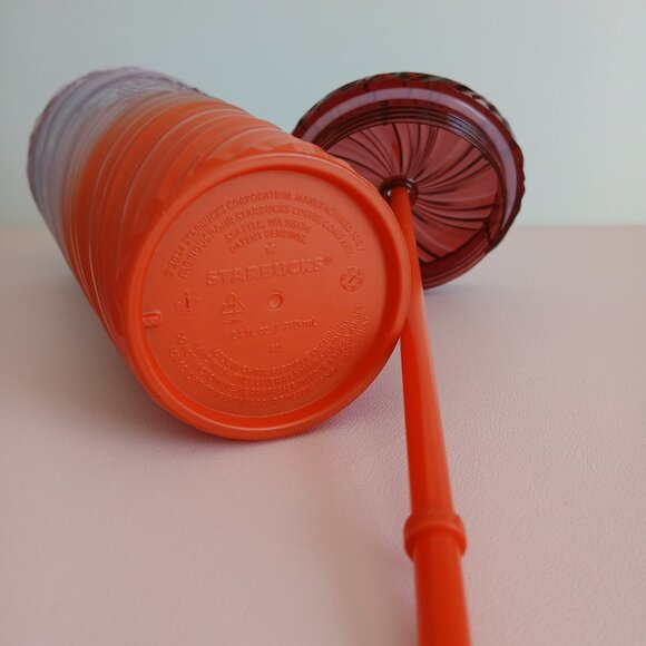 Set of 2 Starbucks cups 24 oz Pink and Orange Like new - Picture 6 of 6